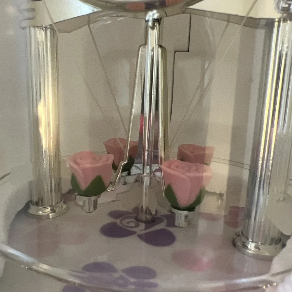 2001 Barbie Anniversary Clock Rose Pendulum Porcelain Base And Dial